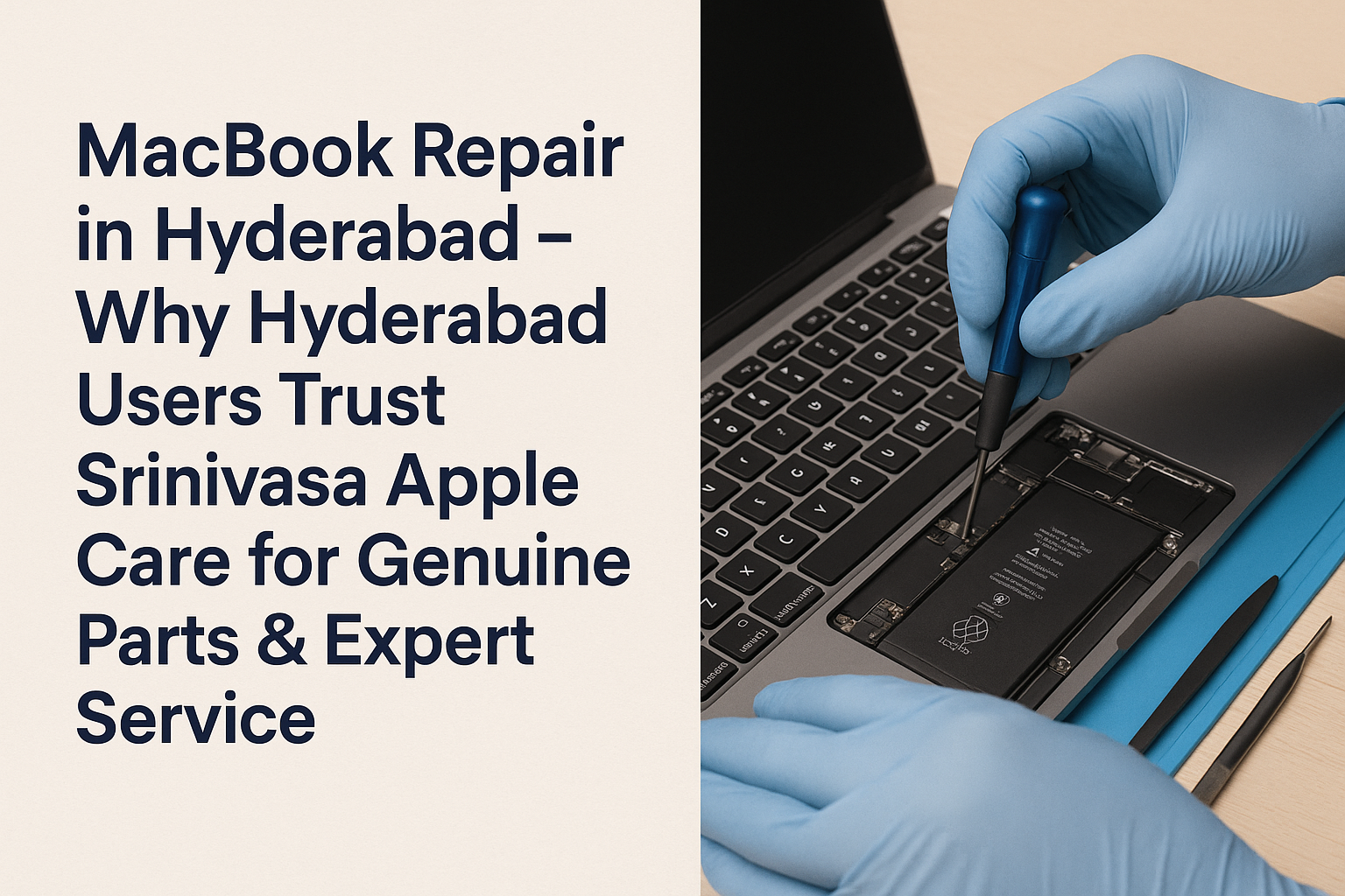MacBook repair in Hyderabad at Srinivasa Apple Care – expert Apple service center offering genuine parts, battery replacement, screen repair, and motherboard service.